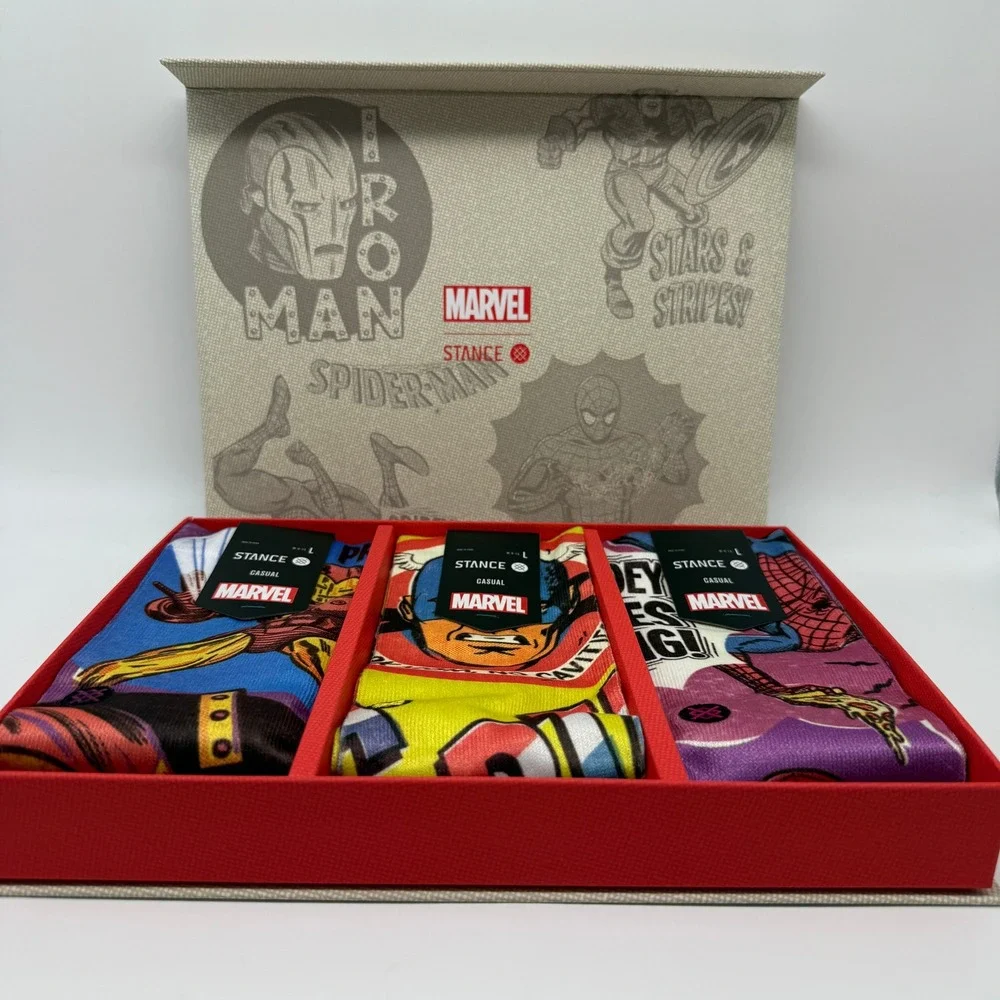 Stance x Marvel Box Set Mens L Spider-Man Iron Man Captain America Socks